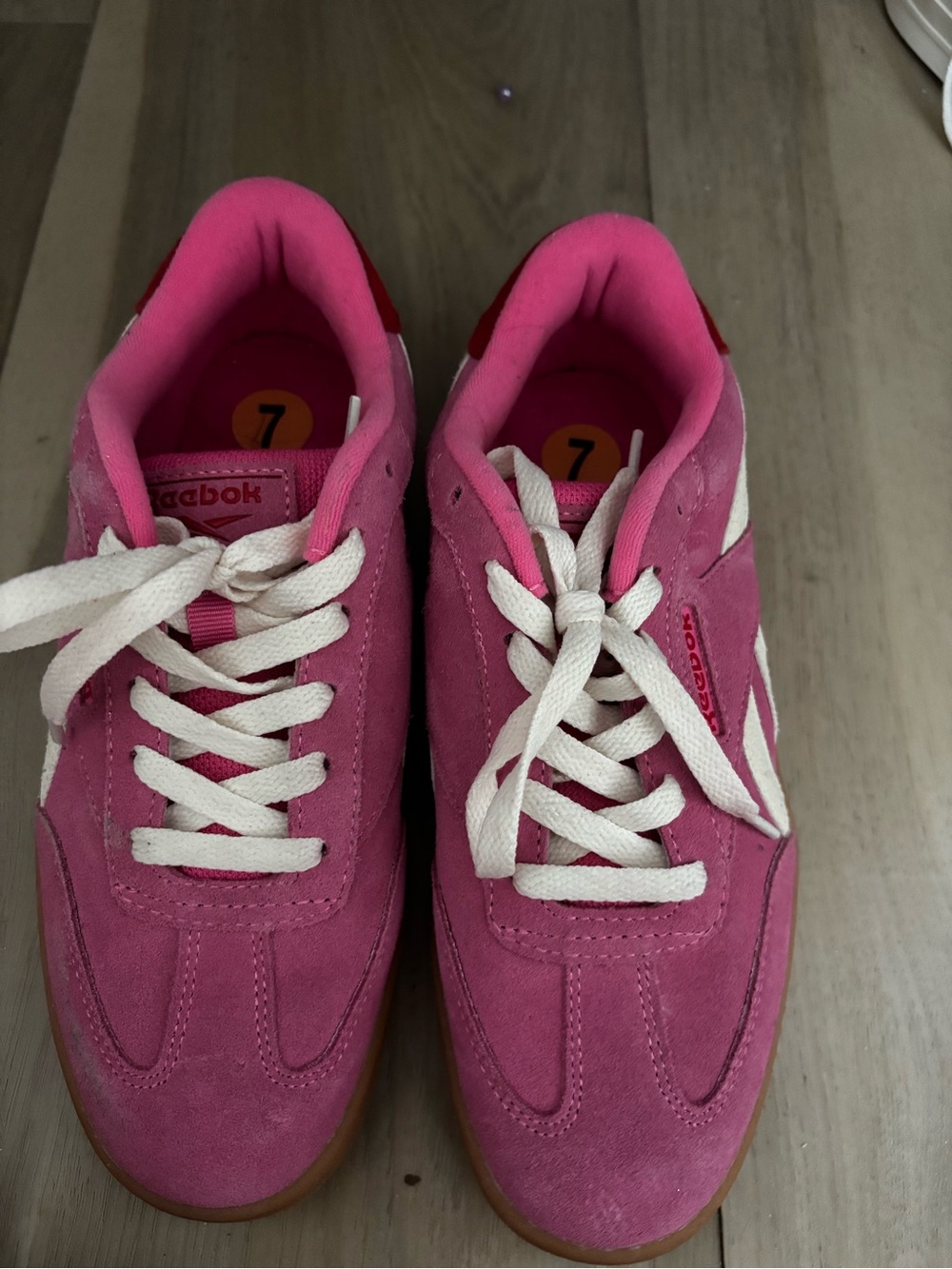 Reebok Pink Suede Women's Sneakers with Ivory Laces
